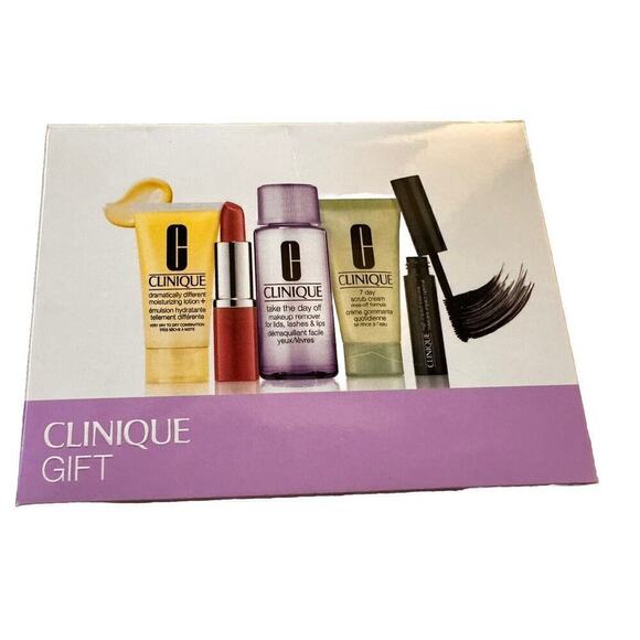 Clinique Other - Clinique 5pcs Gift Set - Moisturizing Lotion Makeup Remover Scrub Mascara Lip .